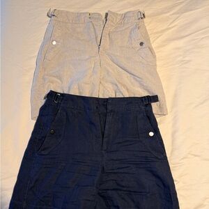 Athleta Voyager Linen Shorts -  Set of 2 ( navy and natural) Size 2